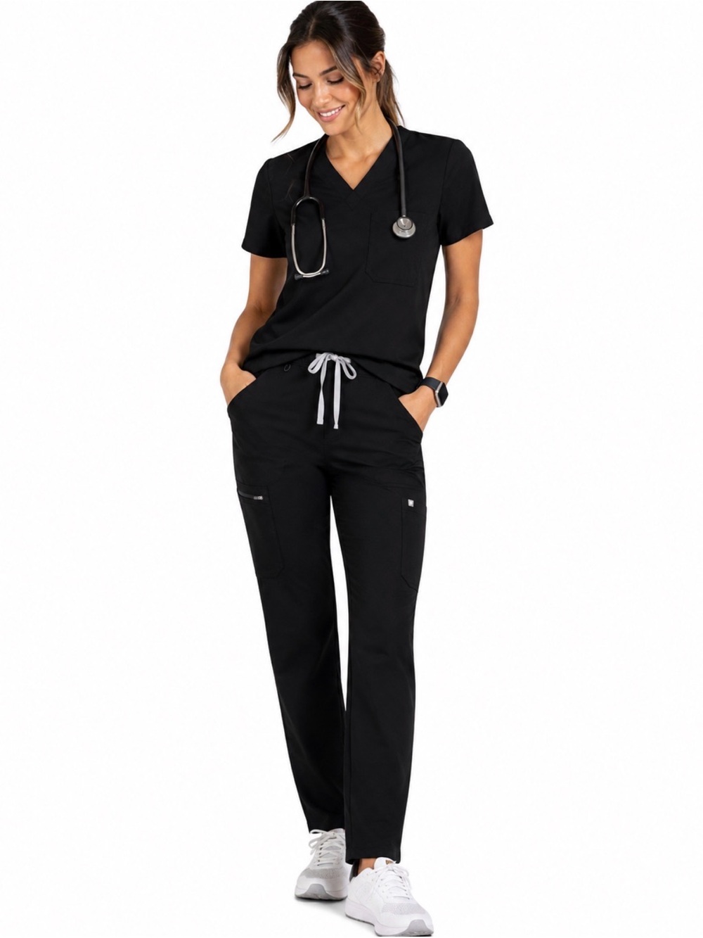 FIGS Technical Collection Men’s Axim Cargo Scrub Pants - Black - Size M